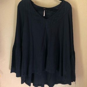NBW Free People Black Blouse with Flared Sleeves